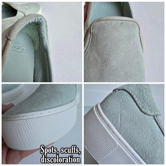 Light Green Ugg Sneakers Jass Size 8.5 Suede Leather Slip On Loafers - Picture 10 of 14